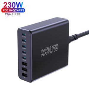 Home GaN 4 Ports 161W USB C Power Adapter PD+QC Fast Charging