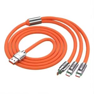 Fast Charger 6A 120W 3 in 1 Silicone Data Cable